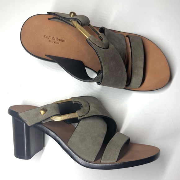 Rag & Bone Women’s August Mule Olive Green Heeled Sandals Size- 7.5 - Picture 8 of 11